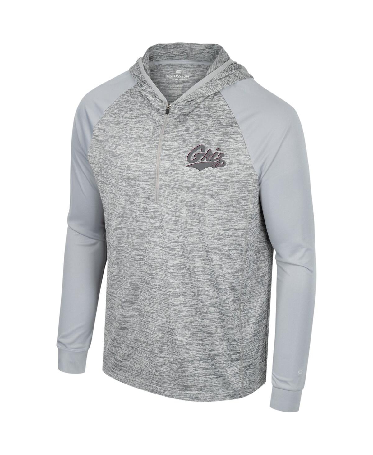 Colosseum Men's  Gray Montana Grizzlies Cybernetic Raglan Quarter-zip Hooded Top In Gray