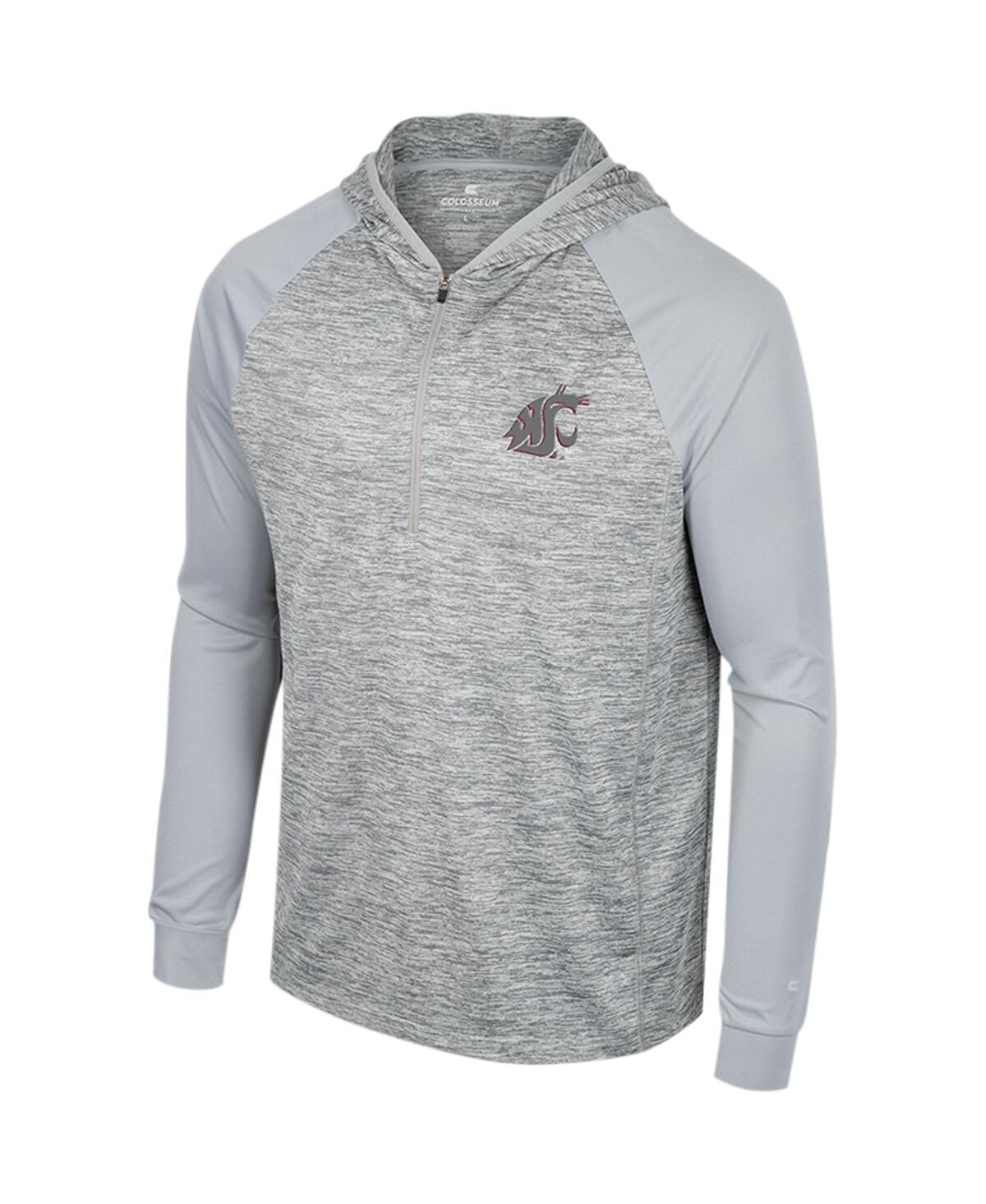 Colosseum Gray Washington State Cougars Cybernetic Raglan Quarter-zip Hooded Top In Gray