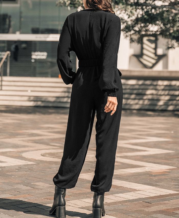 CUPSHE Women's Onyx Belted Jogger Jumpsuit Macy's