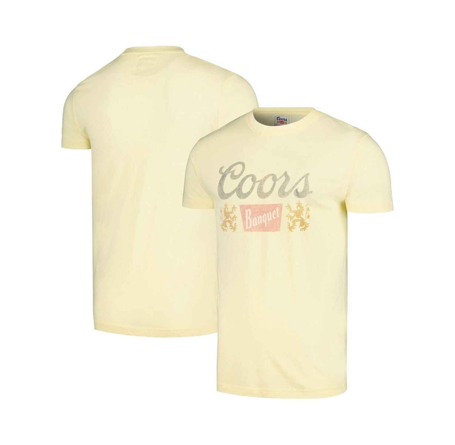 Men's Yellow Distressed Coors Vintage-Like Fade T-shirt
