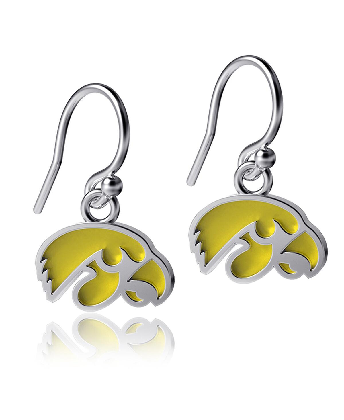 Women's Dayna Designs Iowa Hawkeyes Silver Enamel Dangle Earrings - Silver