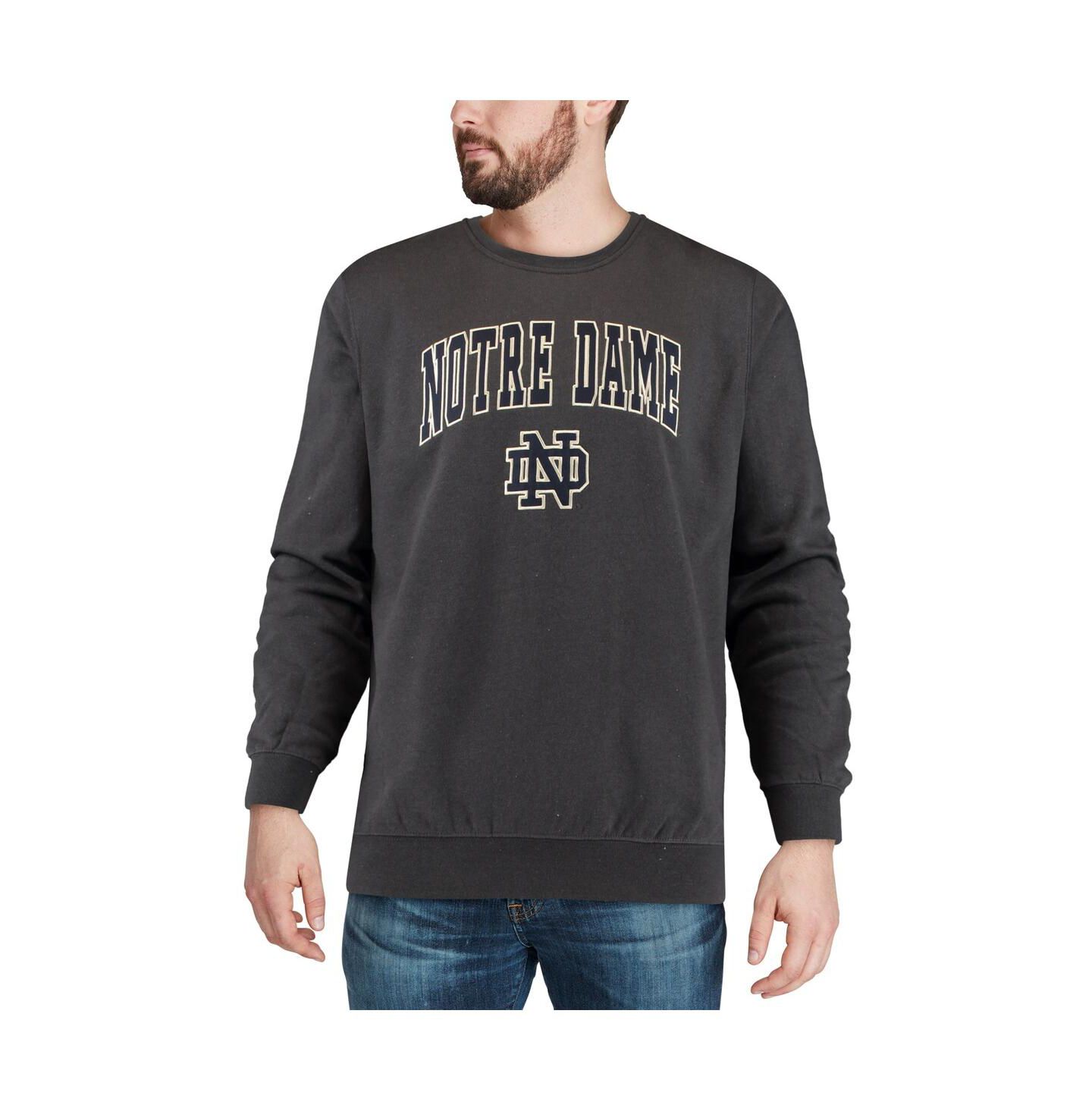 Мужская толстовка Colosseum Notre Dame Fighting Irish Arch & Logo Crew Neck, цвет: Угольный — фото 3