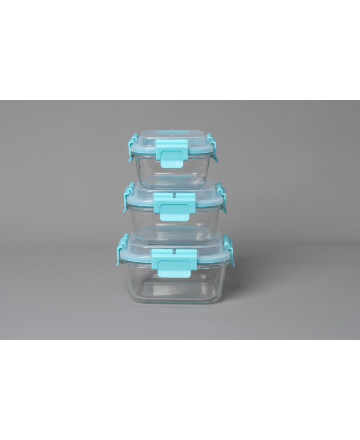 Shop Genicook 3 Pc Square Container Hi-top Lids With Pro Grade Removable Lockdown Levers Set In Aqua Blue