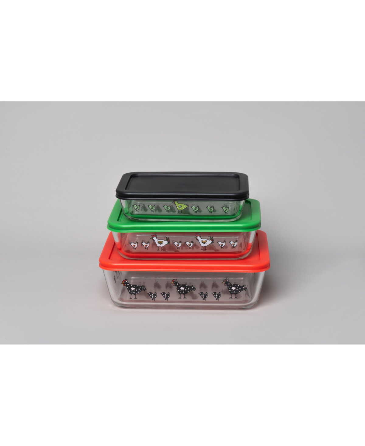 Shop Genicook 3 Pc Rectangular Container Borosilicate Glass Nesting Container Set With Snap-on Lids In Multicolor