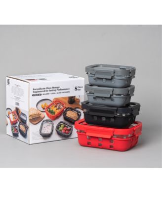 3 Pc Borosilicate Glass Container Set with Glass Lids and Silicone Wrap