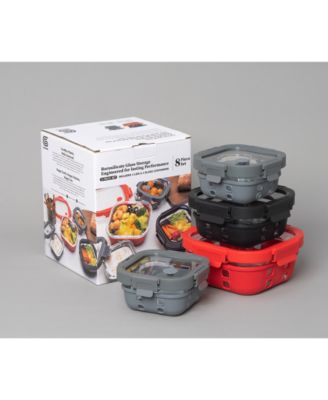 3 Pc Borosilicate Glass Container Set with Glass Lids and Silicone Wrap