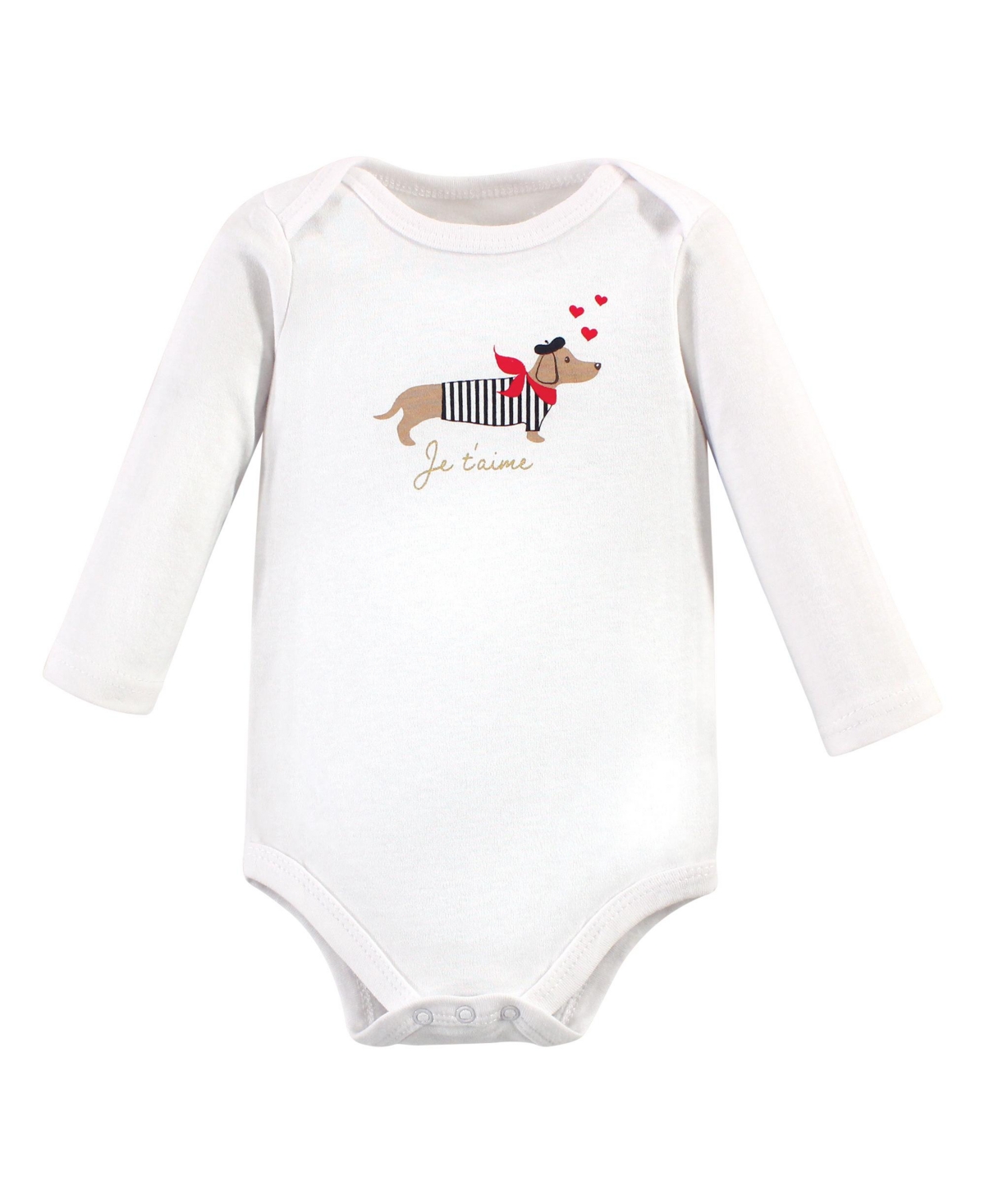 Hudson Baby Baby Girls Cotton Long-Sleeve Bodysuits, 3-Pack - Bonjour dachshund