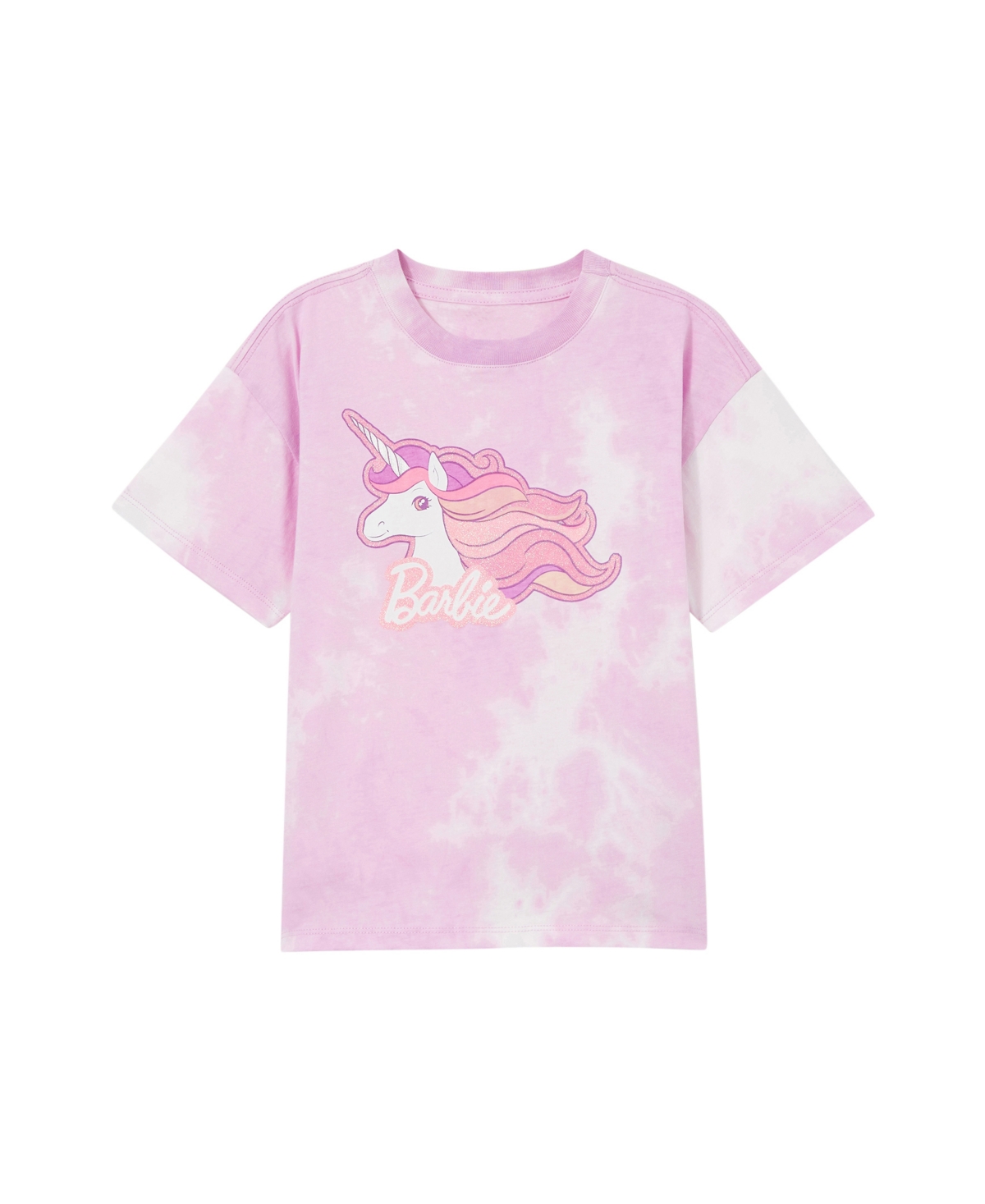 Shop Cotton On Little Girls Drop Shoulder Short Sleeve T-shirt In Barbie Unicorn,pale Violet
