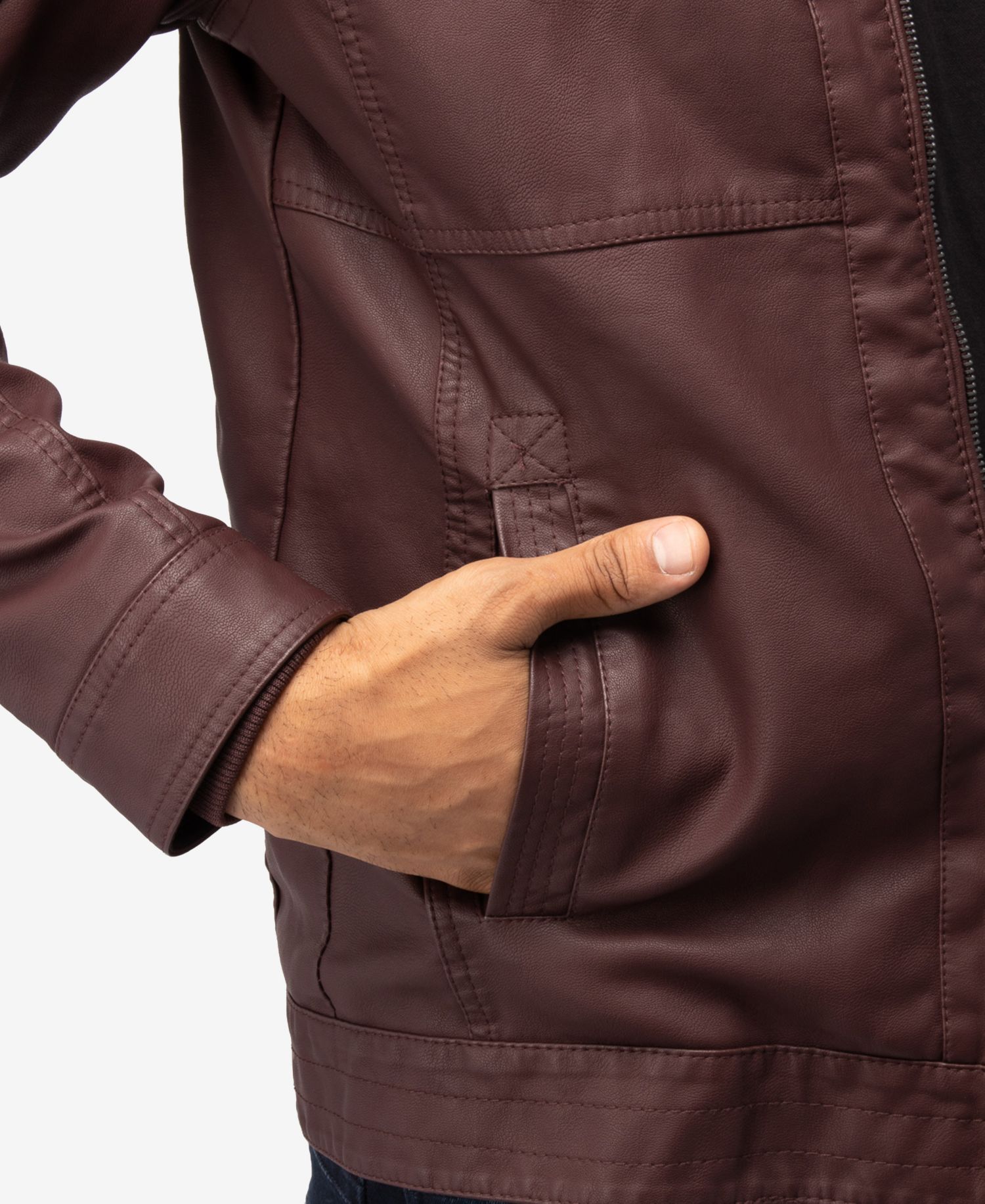 XRAY Men's Moto PU Jacket With Hood and Faux Shearling Lining