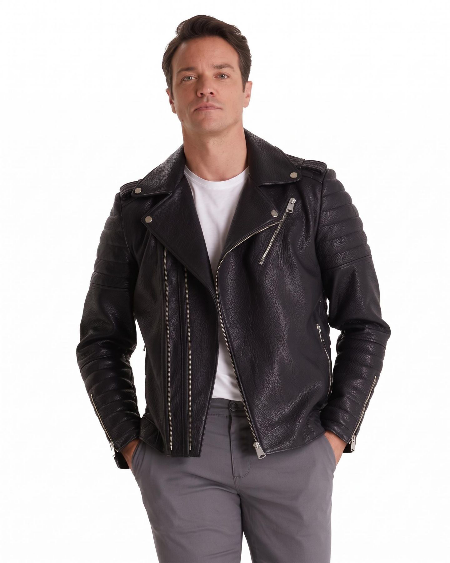 Мужская куртка Furniq UK Quentin Leather, цвет: Чёрный — фото 1