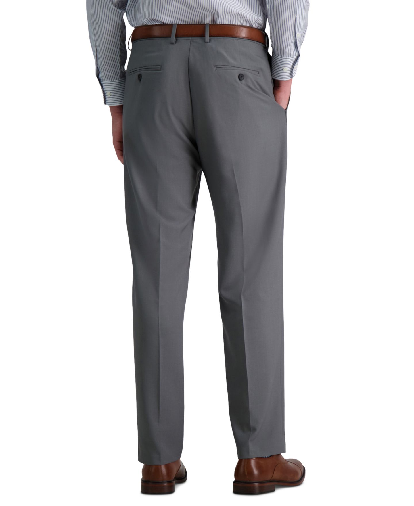 Мужские брюки Haggar Premium Comfort Stretch Classic-Fit Solid Flat Front Dress Pants, цвет: Средний серый — фото 3