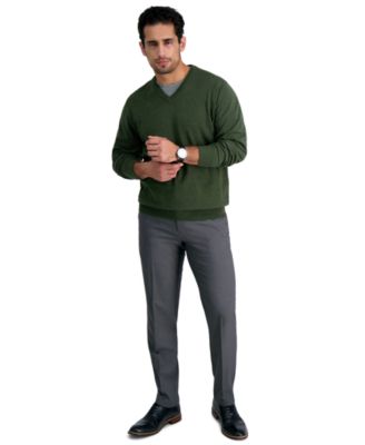 Men's Premium Comfort Slim-Fit Performance Stretch Flat-Front Dress Pants