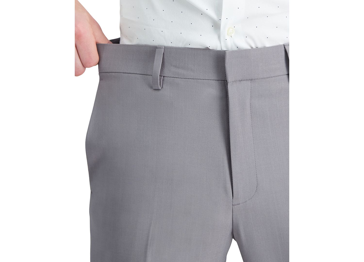 Men's Premium Comfort Slim-Fit Performance Stretch Flat-Front Dress Pants