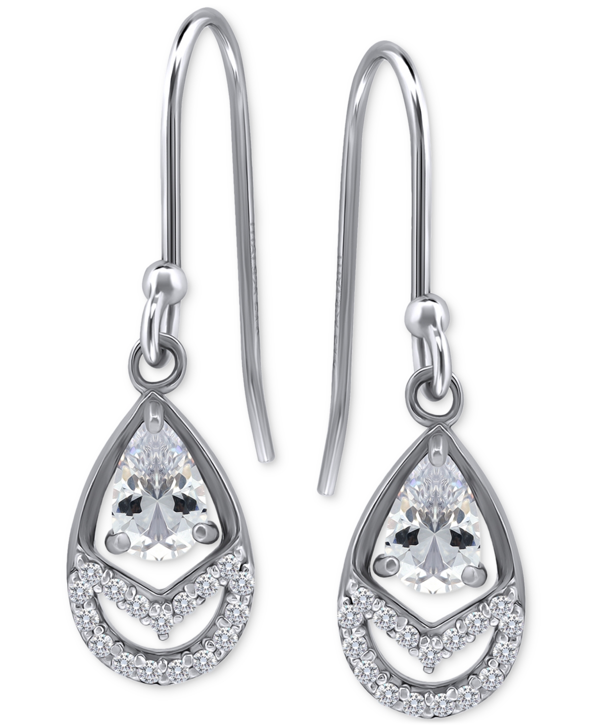 Giani Bernini Cubic Zirconia Pear Drop Earrings In Sterling Silver, Created For Macy's