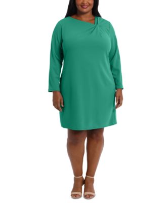 London Times - Plus Size Twist-Neck Scuba-Crepe Dress