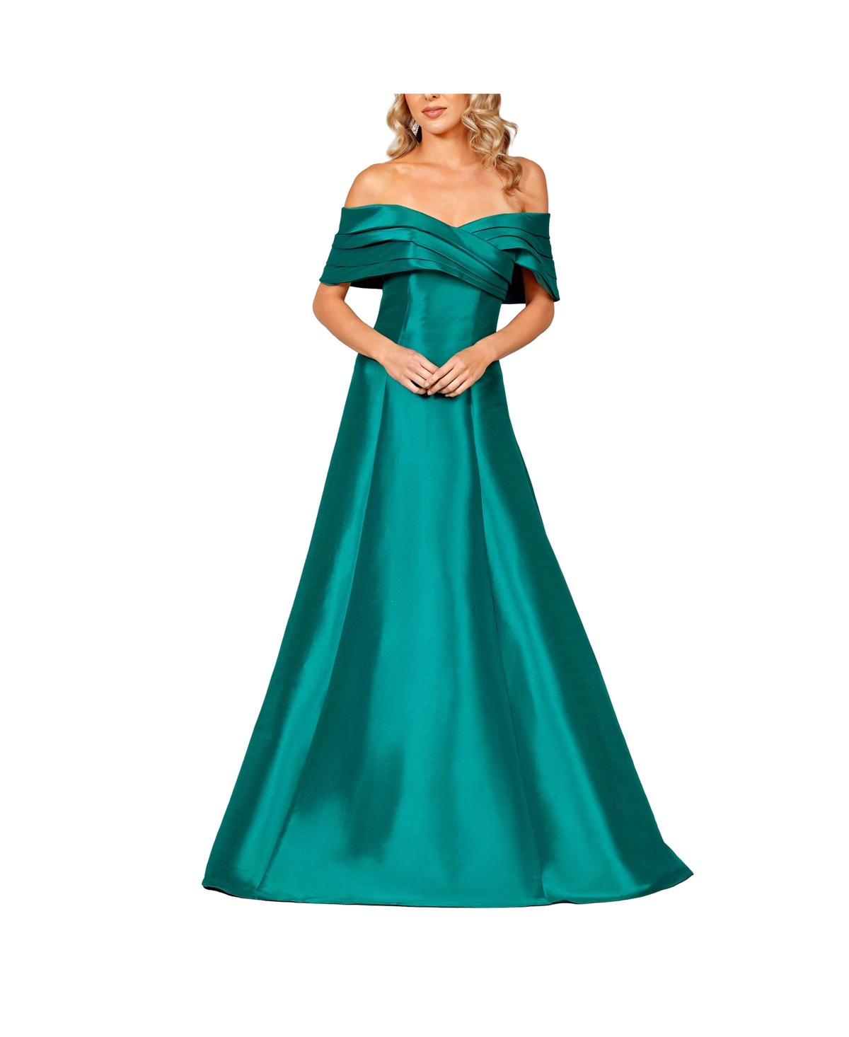 One Shoulder A-line Long Satin Dresses Emerald
