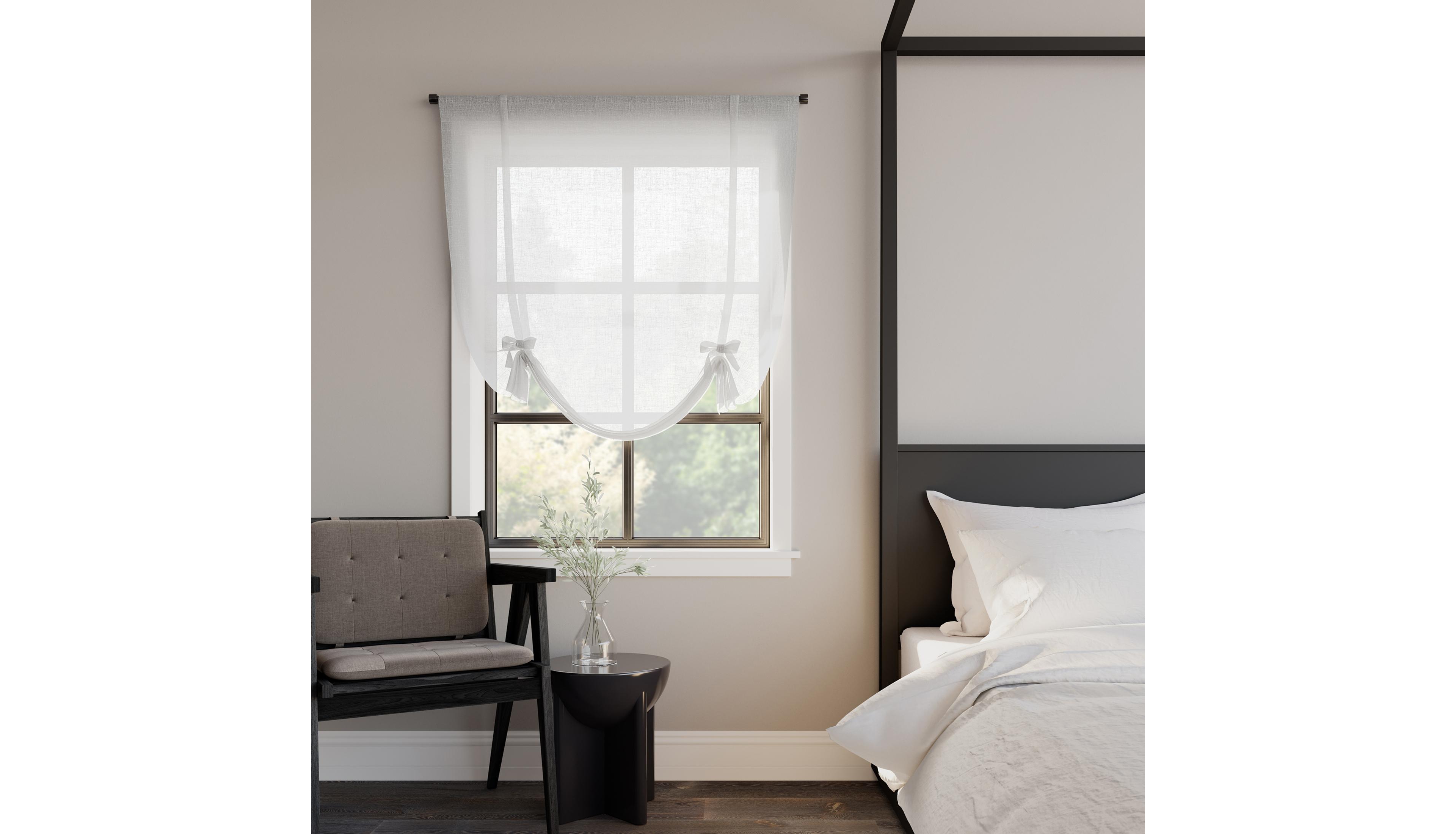 Slub Textured Linen Blend Tie-up Balloon Window Shade