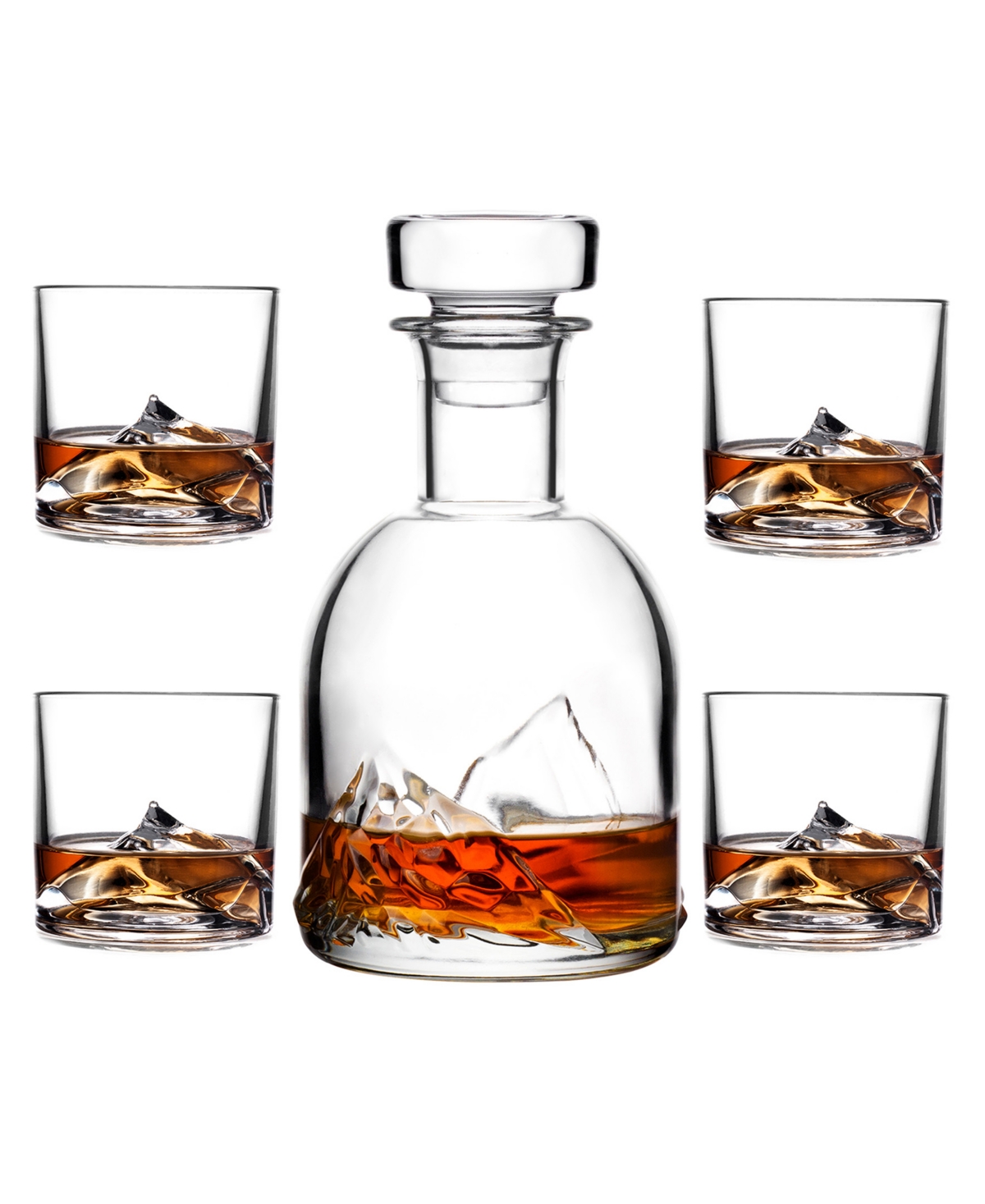 Shop Liiton Mount Everest Crystal Whiskey Decanter With Glasses, Set Of 5 In Clear