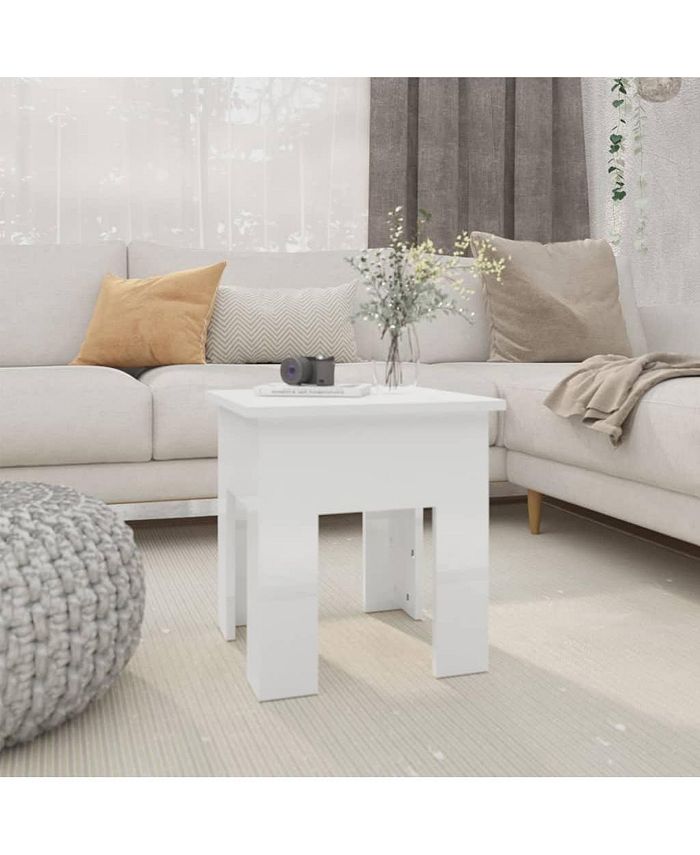 vidaXL Coffee Table High Gloss White 15.7"x15.7"x16.5" Engineered Wood Macy's