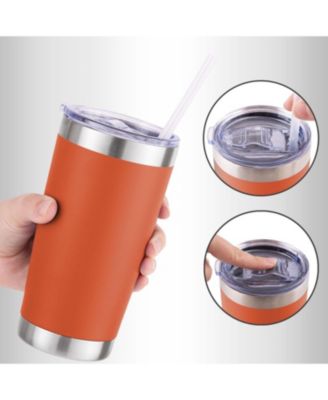 20oz Stainless Steel Tumbler With Lid and Straw - Sweat-Free Travel Coffee Mug Tumbler Cups