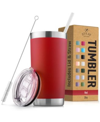 20oz Stainless Steel Tumbler With Lid and Straw - Sweat-Free Travel Coffee Mug Tumbler Cups