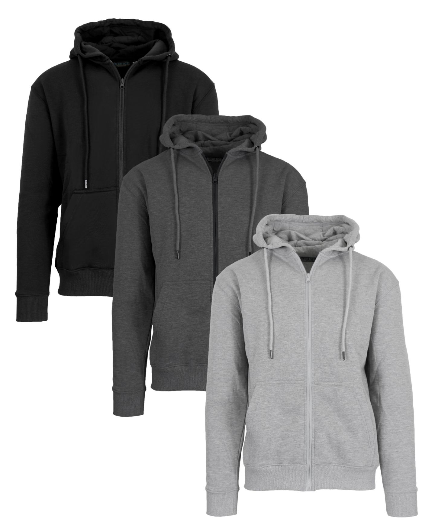 Мужские худи Blue Ice Fleece-Lined Full-Zip, Pack of 3, цвет: Чёрный / Графитовый — фото 1