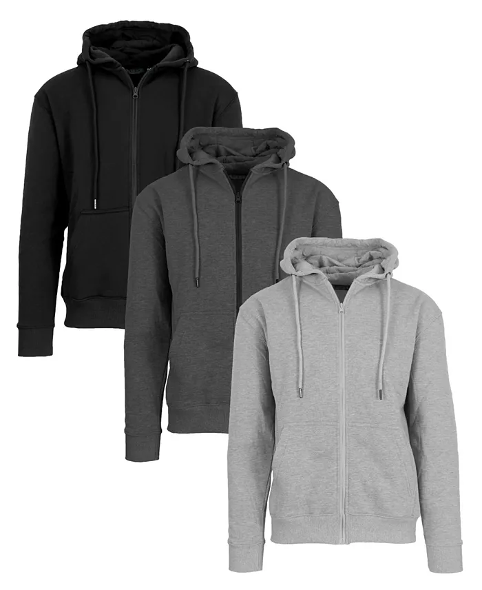 Men's Fleece-Lined Full-Zip Hoodie, Pack of 3