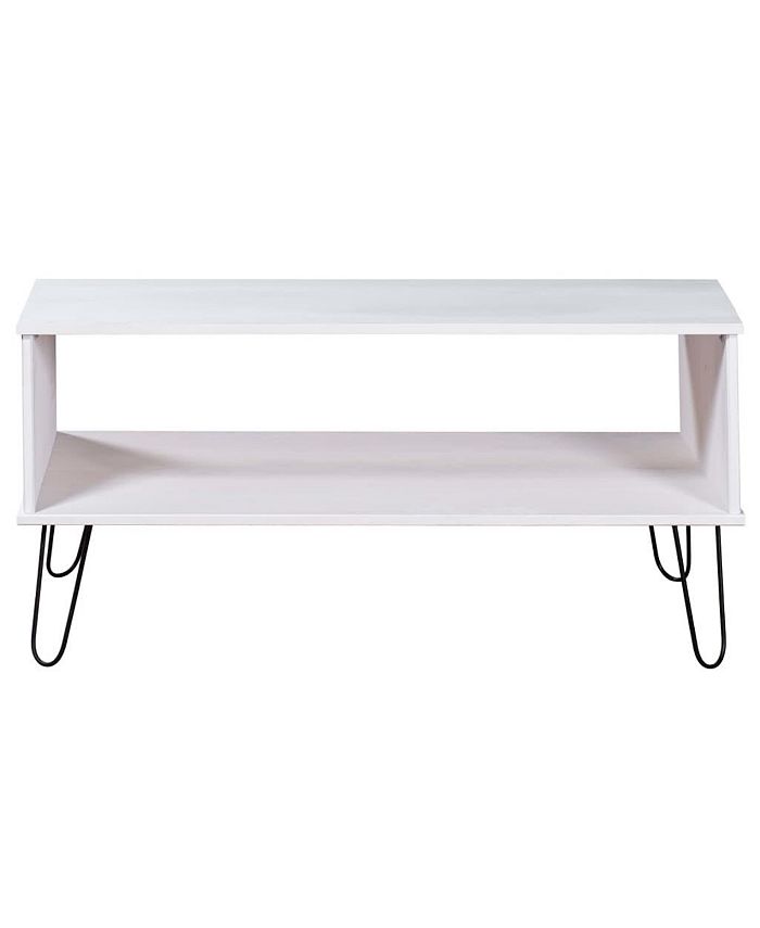 vidaXL Coffee Table New York White Solid Pine Wood Macy's