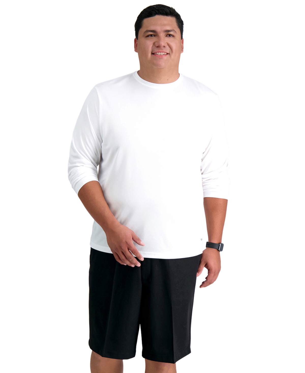 Men's Big & Tall Cool 18 Pro Classic-Fit Stretch Flat-Front 9.5" Shorts - Black