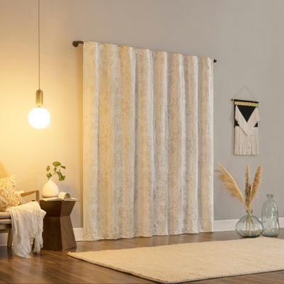 Pedra Paisley Embroidery 100% Blackout Back Tab Curtain Panel