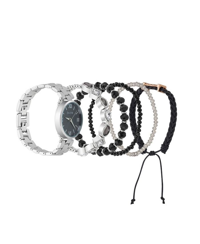 Jessica Carlyle Women's Analog Shiny SilverTone Metal Strap Watch 34mm