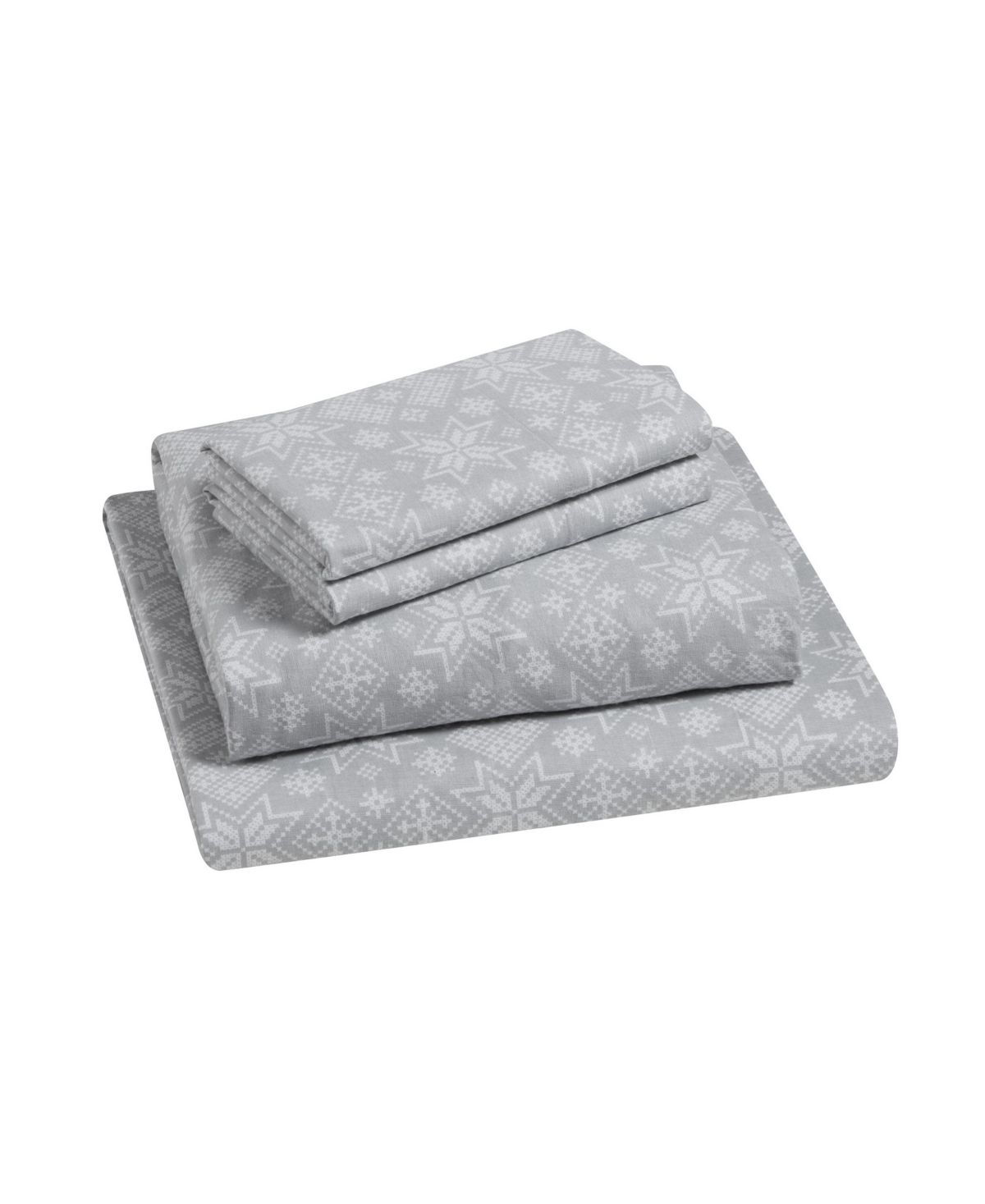 Bearpaw Fair Isle 100% Cotton Flannel 4-pc. Sheet Set, Full In Gray