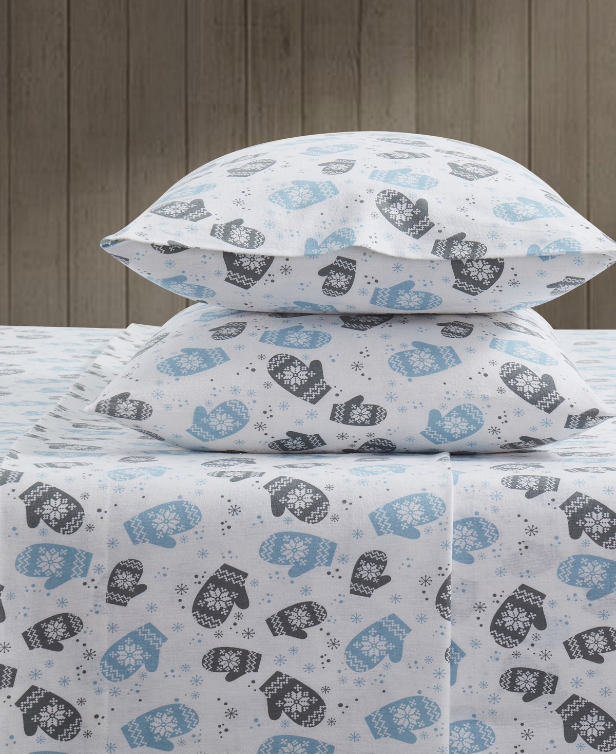 Shop Bearpaw Mittens 100% Cotton Flannel 4-pc. Sheet Set, Full In Blue