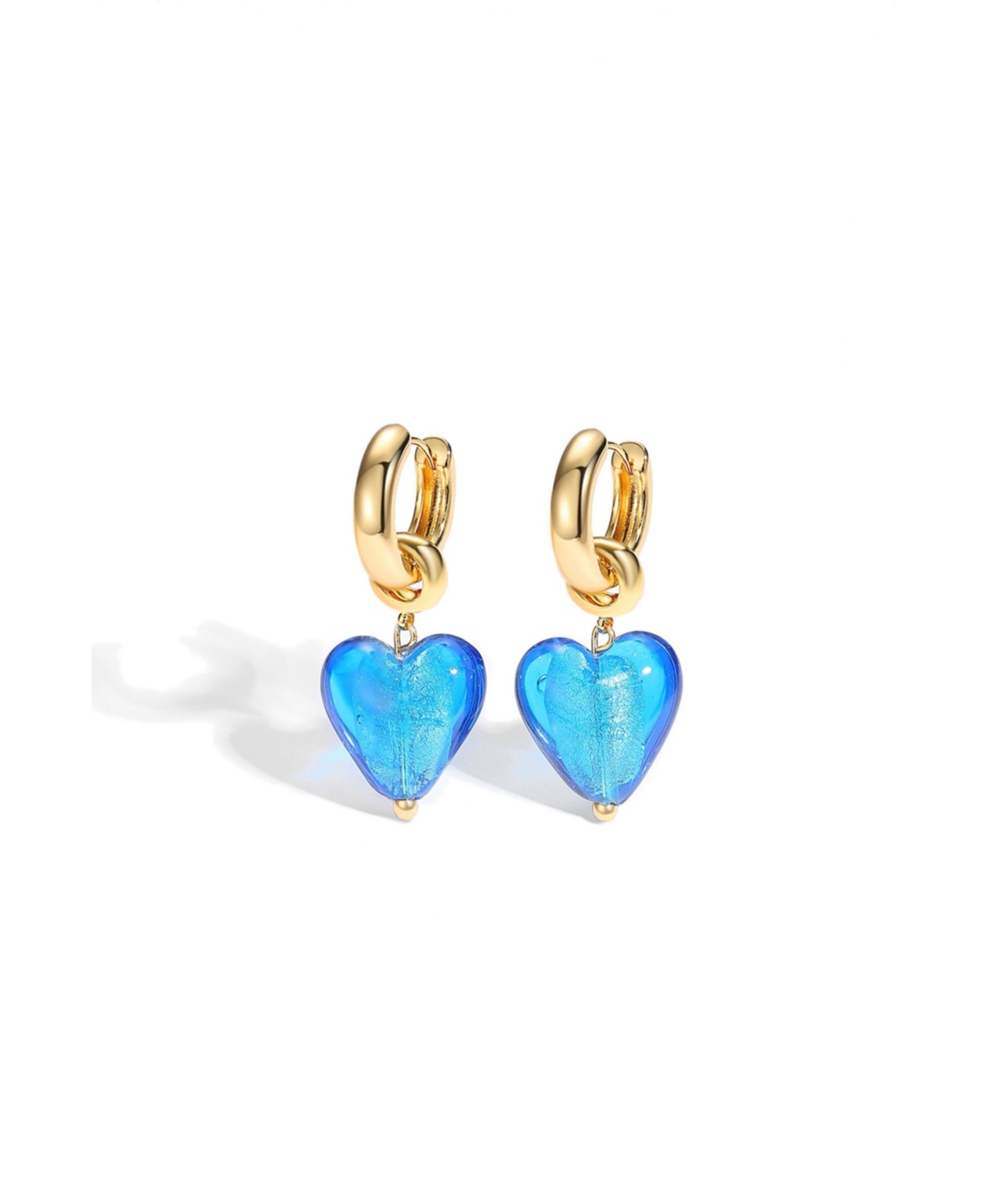 Esmee Glaze Heart Dangle Earrings - Blue