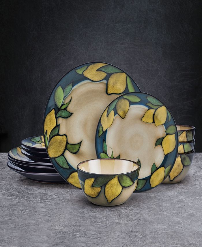 Pfaltzgraff Lemons 12Pc Dinnerware Set, Service for 4 Macy's