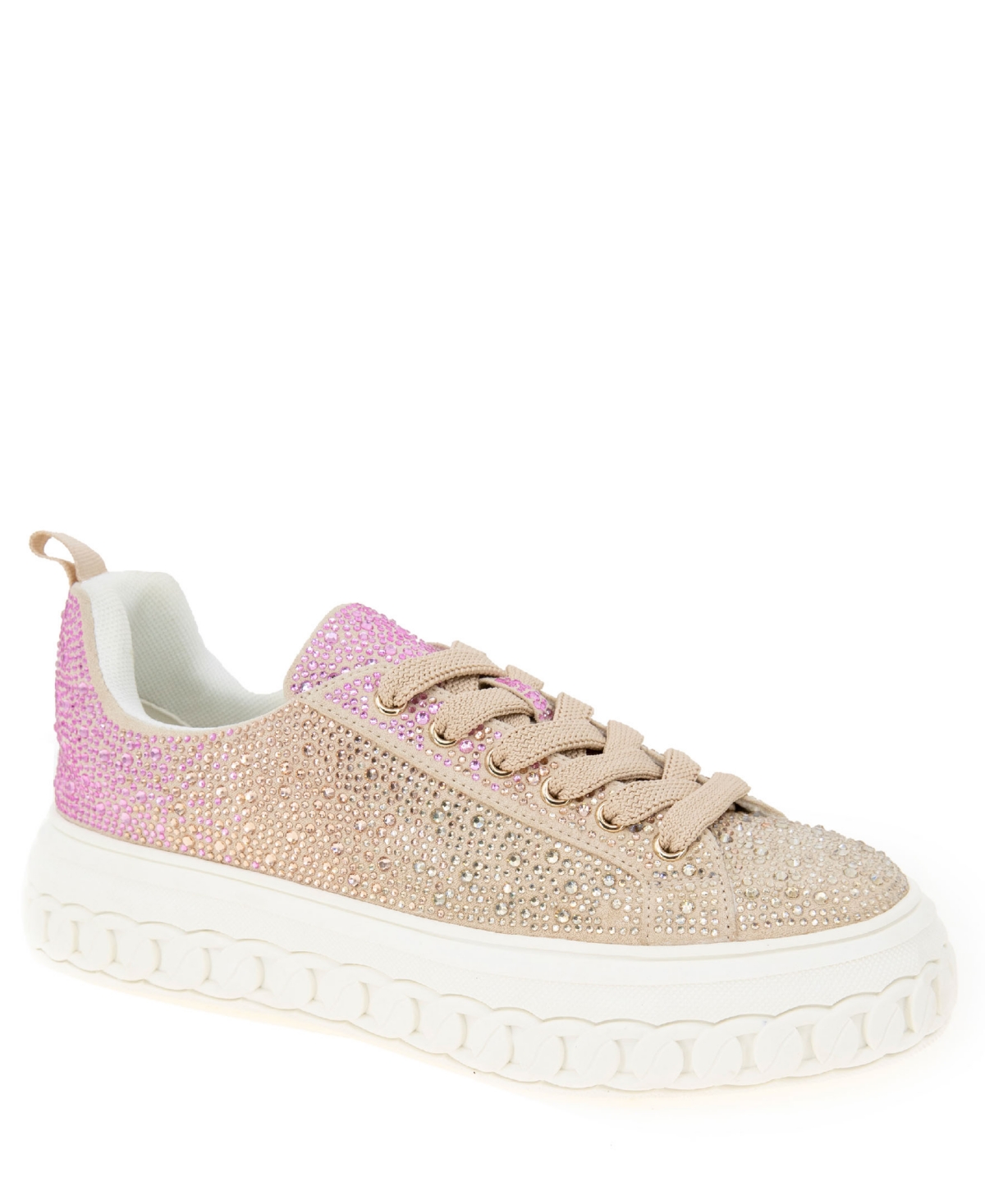 Shop Bcbgeneration Women's Riso Lace-up Platform Sneakers In Ombre Rhinestones