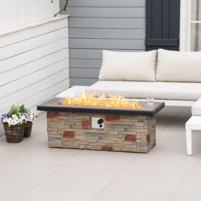 48" Propane Gas Fire Pit Table for Patio w/ Cover and Lava Rocks