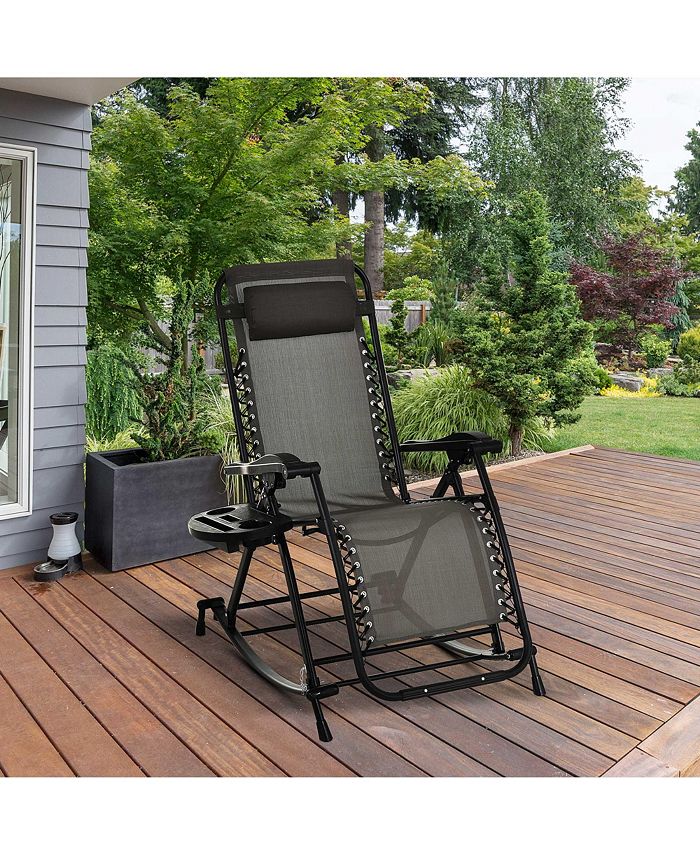 Outsunny Zero Gravity Reclining Rocking Chair, Lounge Rocker, Folding