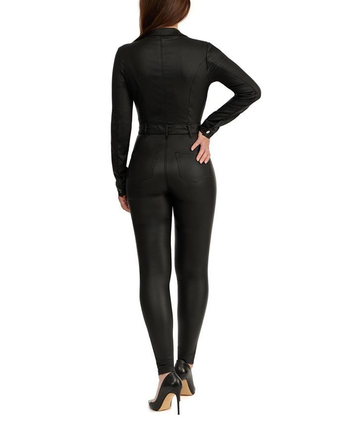 Bebe Women's Moto Style Skinny Denim Jumpsuit - Macy's