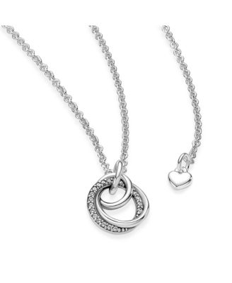 Family Always Encircled Sparkling Cubic Zirconia Pave Pendant Necklace