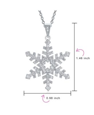 Christmas Holiday Party Branch Micro Pave Cubic Zirconia CZ Star Snowflake Pendant Necklace Sterling Silver