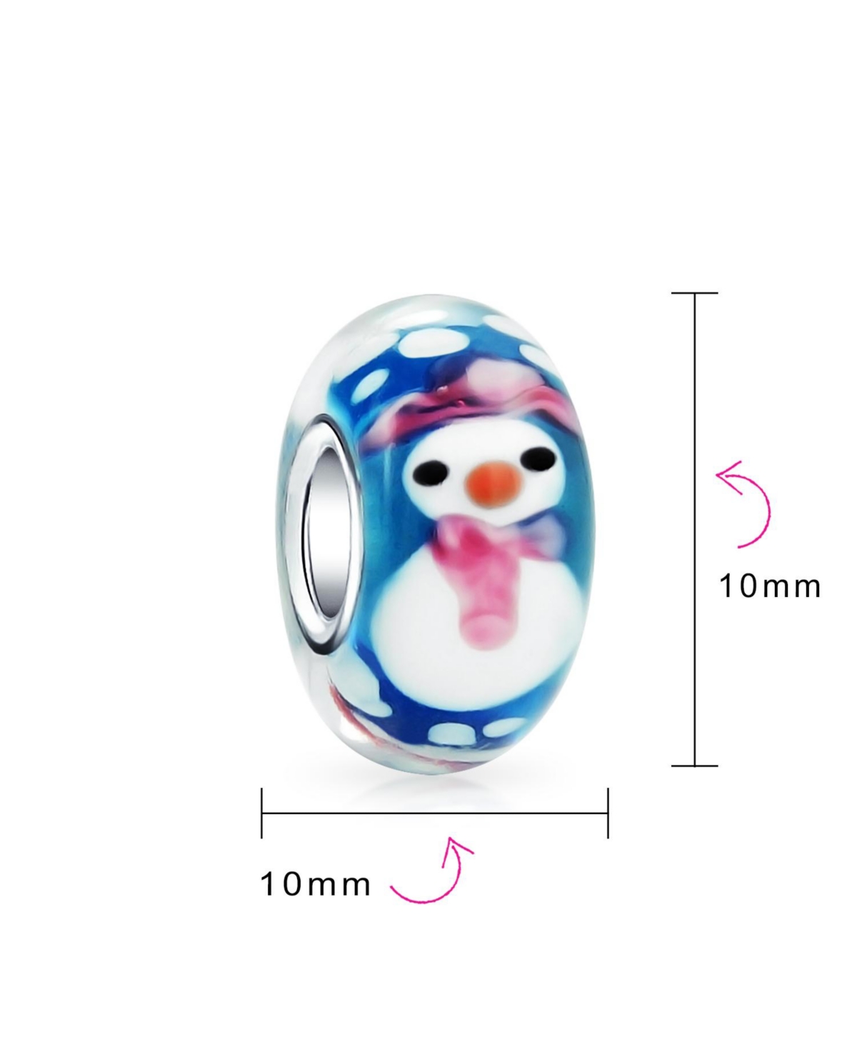 Bling Jewelry Christmas Holiday Snowman Winter Murano Glass Sterling Silver Spacer Bead Fits European Charm Bracelet For Women For