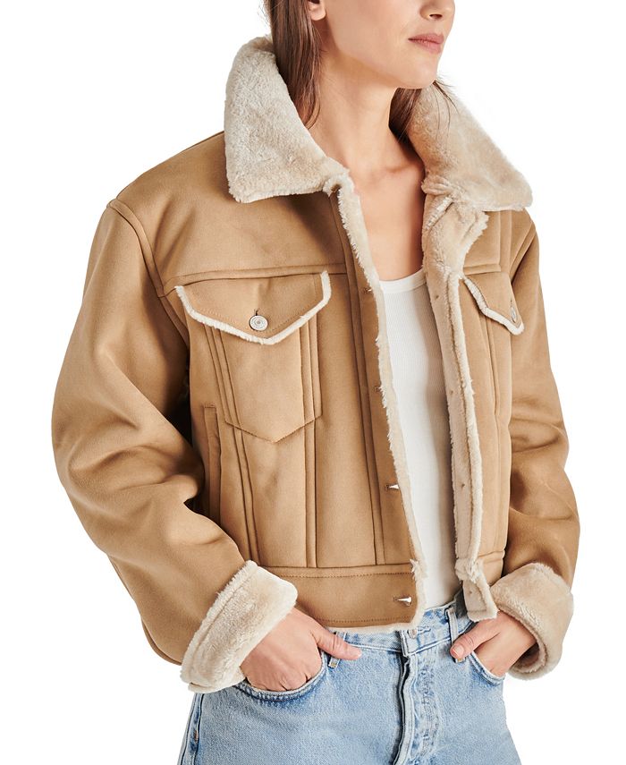 Faux Suede Cropped Coat