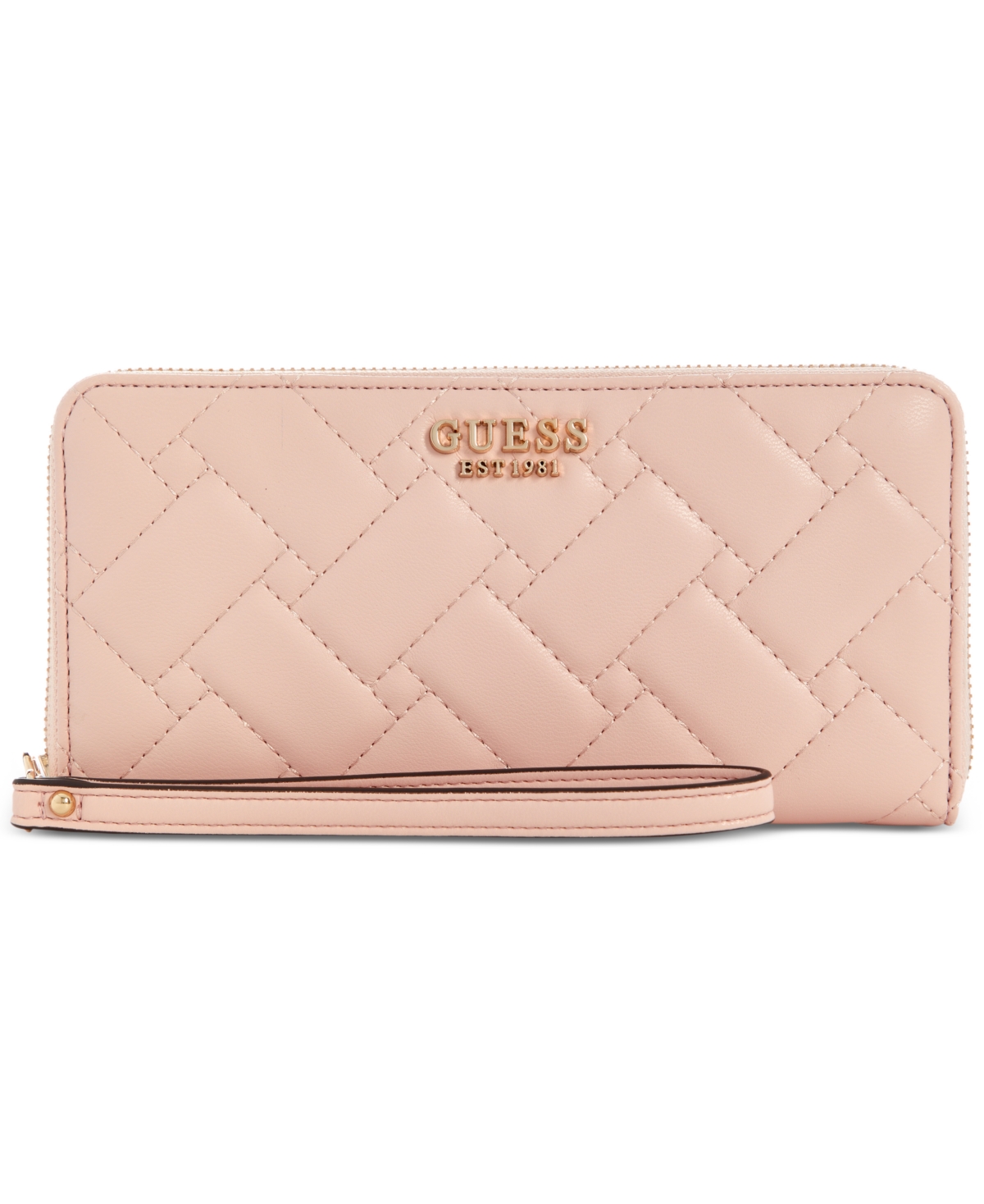 Guess Alanna Large Zip Around Wallet In Light Rose
