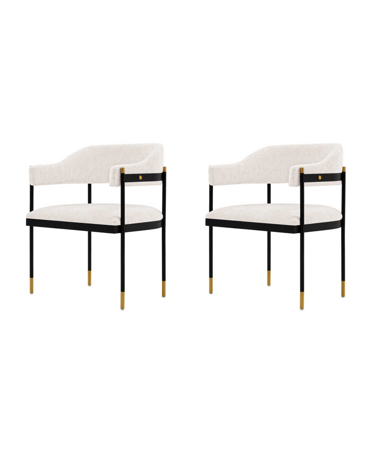 Manhattan Comfort Lia 2-piece Boucle Upholstered Dining Armchair Set In Cream