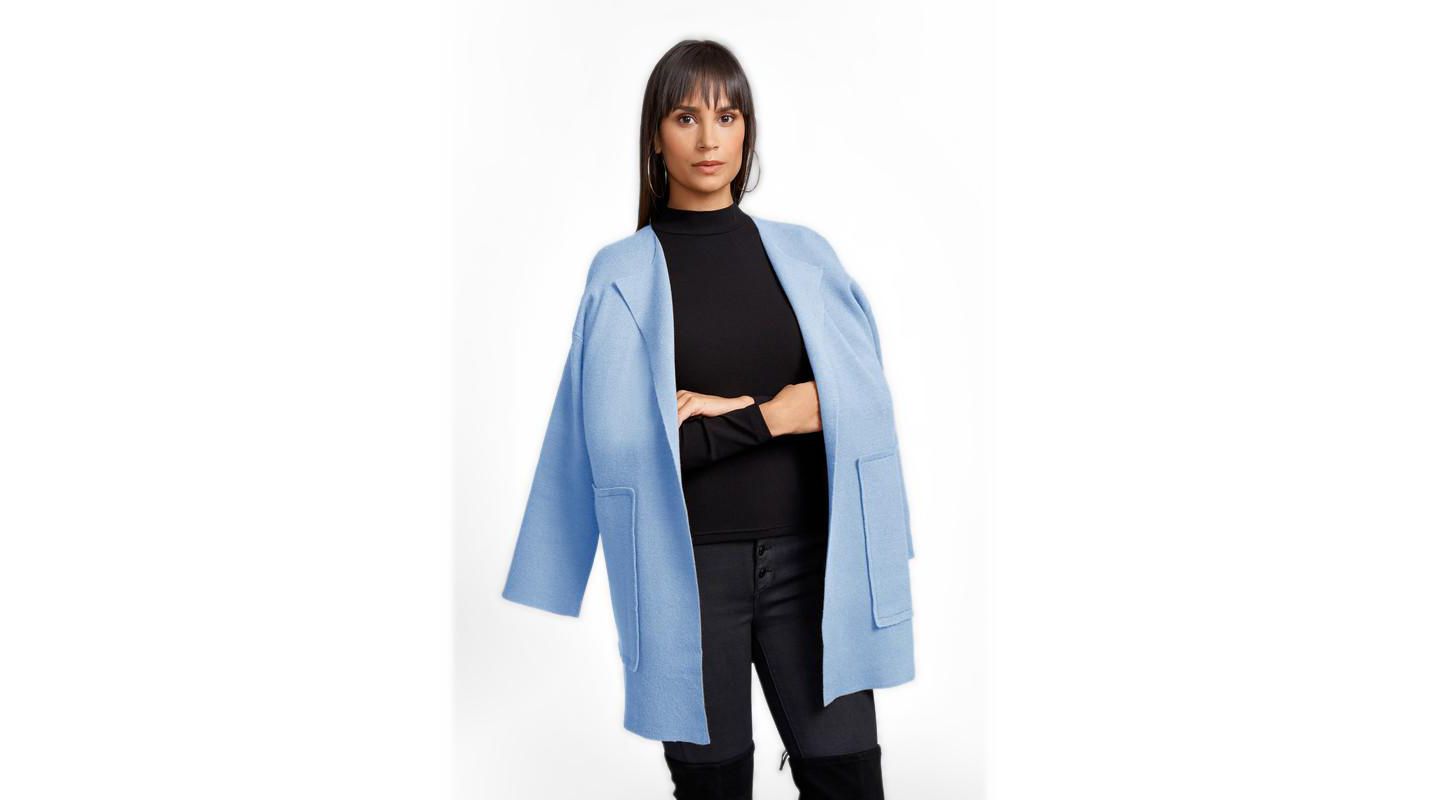Женский кардиган Caldwell Collection Erika Open Front Long with Large Pockets, цвет: Небесно-голубой синий — фото 1