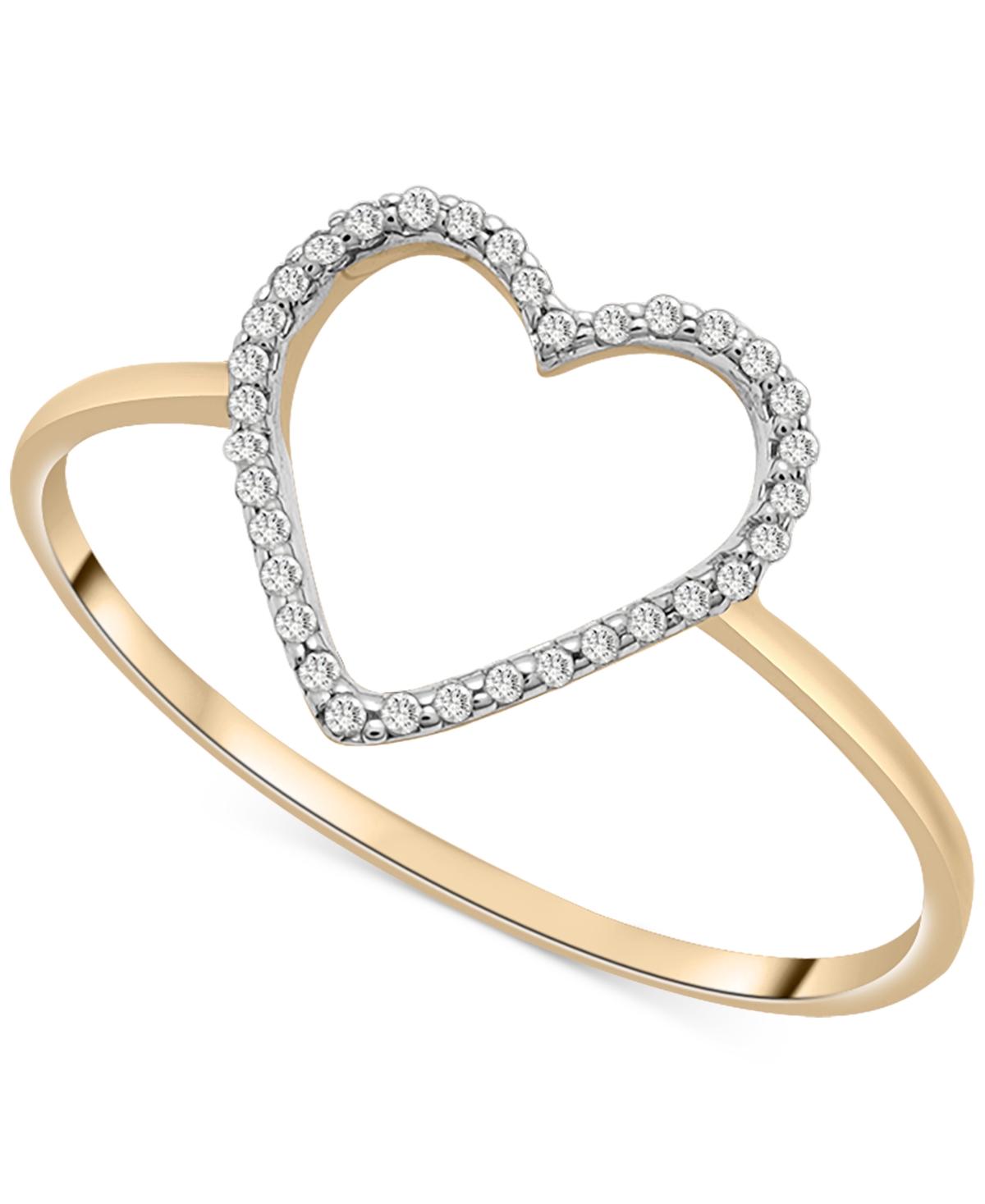 Wrapped Diamond Open Heart Ring (1/20 Ct. T.w.) In 10k Gold, Created For Macy's In Yellow Gold