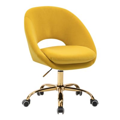Modern Velvet Office Chair with Adjustable Swivel for Study Vanity