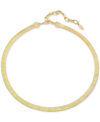 Gold Plated Flat Snake Chain Necklace