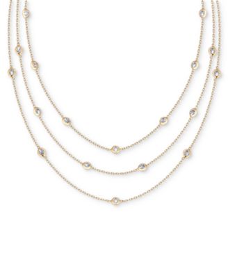 Perfect Cubic Zirconia Dotted 18K Gold Plated Layered Necklace